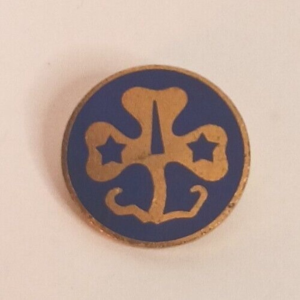 Girl Scouts Clover Enamel Pin Collectable Vintage Blue Good Condition